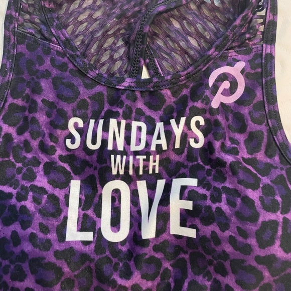 Peloton Wear It To Heart High Neck Sports Bra XS Purple Cheetah Print Mesh Back - Picture 2 of 8
